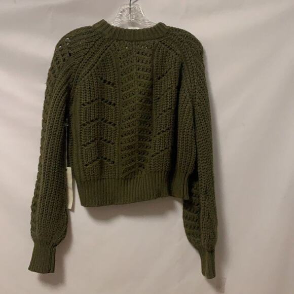 NWT HAPPY NATURE KNITTED CROPPED GREEN SWEATER SIZE L - Picture 2 of 6